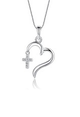 exquisite small silver heart cross baby necklace